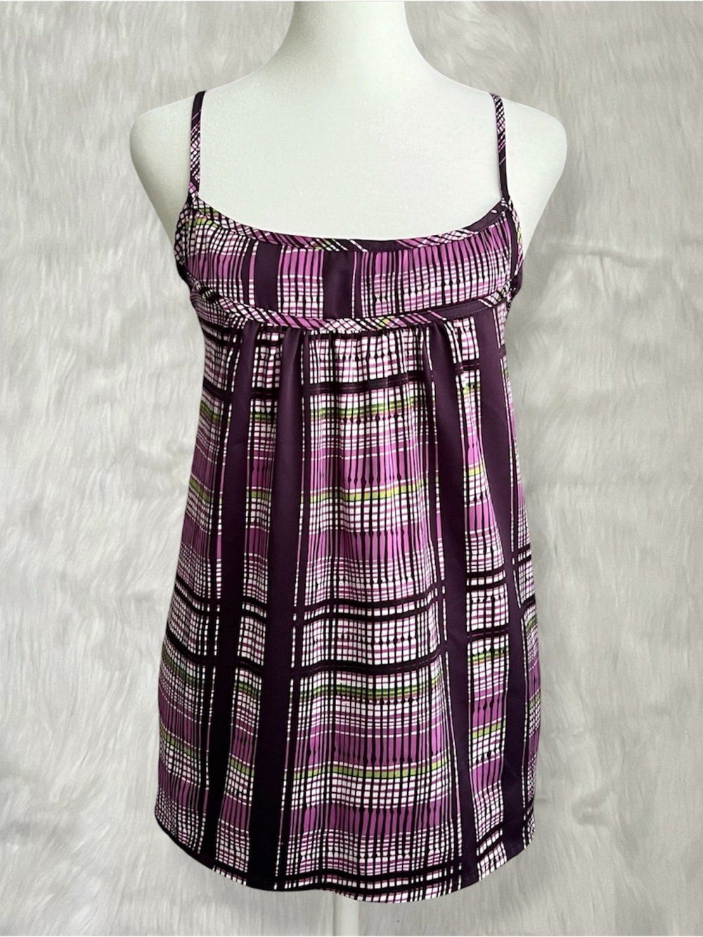 New York & Company Purple Plaid Cami Top
